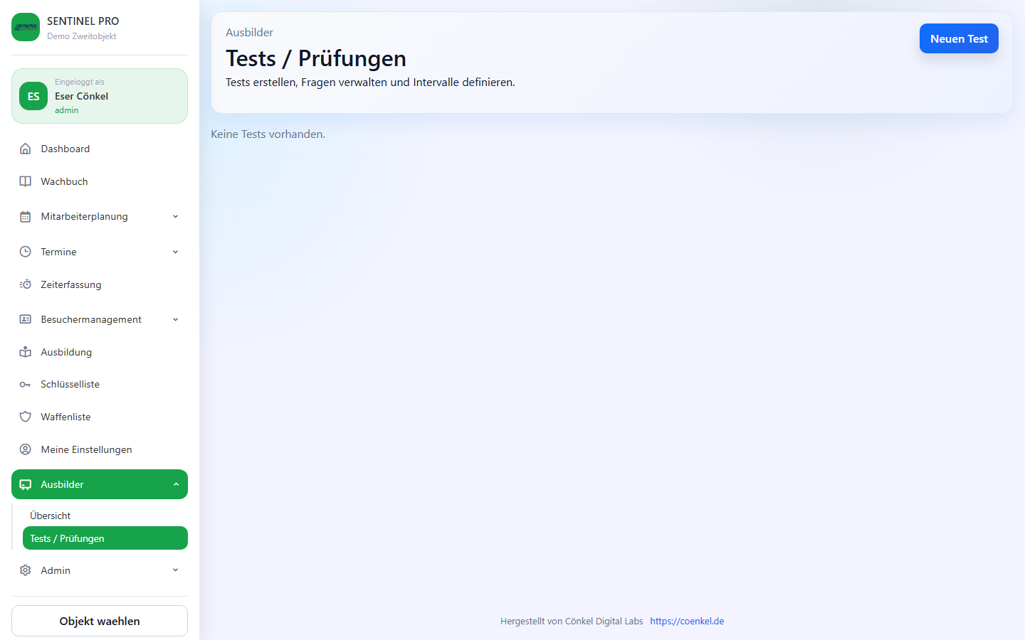 Ausbildung Testverwaltung