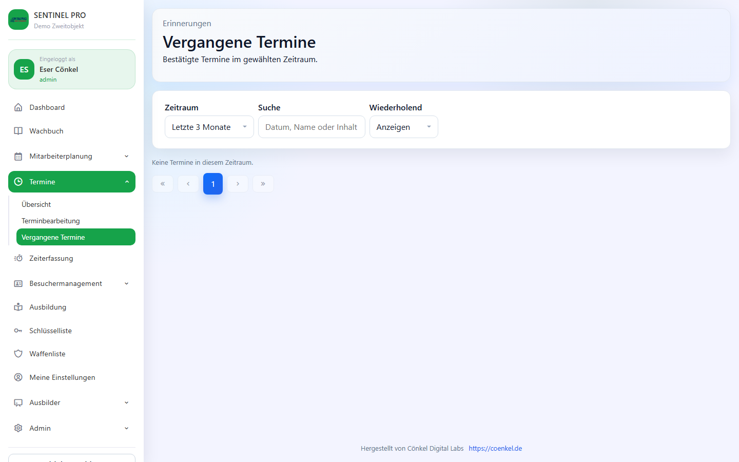 Tagestermine Historie
