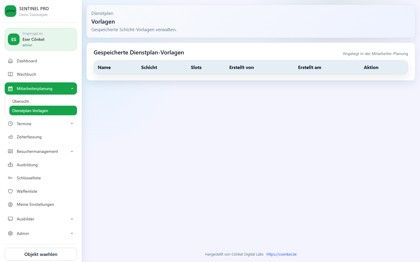 Dienstplan Templates